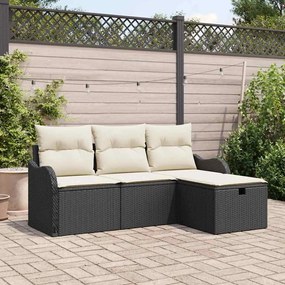 Kerti Kanapé Szett 4 pcs Fekete és krémszínű 176 x 117 x 85 cm