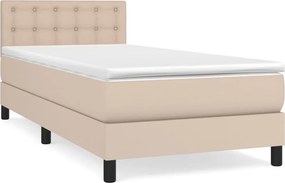 vidaXL cappuccino színű műbőr rugós ágy matraccal 90 x 190 cm