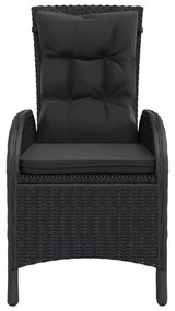 3 részes fekete polyrattan kerti bisztrószett