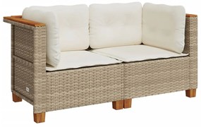 vidaXL 2 db bézs polyrattan kerti sarokkanapé párnákkal