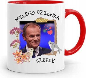 Donald Tusk Piros Bögre Platform Ajándék fényképes nyomtatással