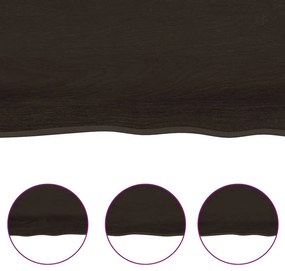 sötétbarna kezelt tömör fa fürdőszobai pult 160x50x(2-6) cm