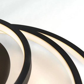 Modern mennyezeti lámpa fekete, LED-del és dimmerrel - Rondas