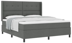 Boxspring Ágy Matracos Sötétszürke 180x200 cm Szövet