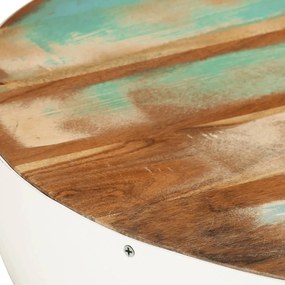 Tál alakú fehér újrahasznosított fa dohányzóasztal Ø50x24 cm