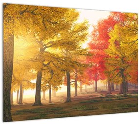Őszi fák képe (üvegen) (70x50 cm)