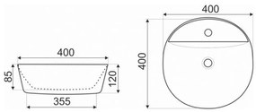 KR-850 kerámia design mosdó pultra szerelhető