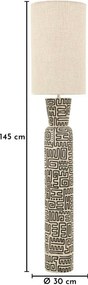 Fekete-krémszínű állólámpa textil búrával (magasság 145 cm) Nairobi – Mauro Ferretti