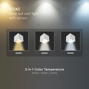 LED napelemes fali lámpa érzékelővel LED/9W/5V IP65 2600 mAh fehér