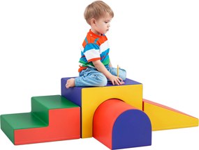 HOMCOM 4 darabos Hab Foam Építőelem Gyermekeknek - Puha Építőblokkok Mászó Játékblokk Tömör Szivacs Építőelemek Szett Babáknak és Kisgyermekeknek, Pir