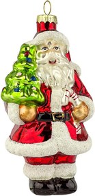 Retro karácsonyfadísz – Mikulás fenyőfával, üveg, kézzel készített