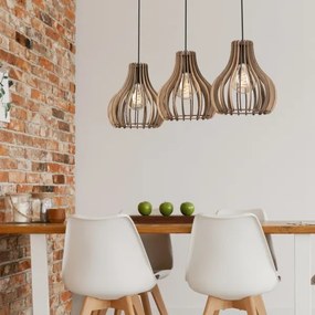 Csillár zsinóron TUCCI 3xE27/15W/230V tölgy/fekete