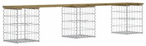 impregnált fenyőfa gabion kerti pad 203 x 31 x 42 cm