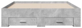 betonszürke szerelt fa ágykeret fiókokkal 120 x 200 cm