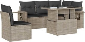 vidaXL 6 részes világosszürke polyrattan kerti ülőgarnitúra párnákkal