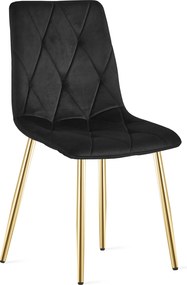 Fekete bársony étkezőszék LIBRA arany lábakkal