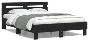fekete szerelt fa ágykeret fejtámlával 135 x 190 cm