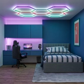 LED RGBW dimmelhető mennyezeti lámpatest HEXAGON LED/144W/85-265V 7000K CRI 90 IP54 fehér+távirányító