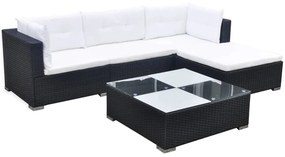 vidaXL 5 részes fekete polyrattan kerti ülőgarnitúra párnákkal