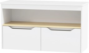 AIYAPLAY Gyerek Játékpolc Könyvespolc 2 Fiókkal és Rekesszel 80x30x45 cm Fehér | Aosom