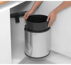 Fényes ezüstszínű acél beépíthető szemetes 15 l – Brabantia