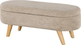 HOMCOM Ágy Végére Való Pad Fa Lábakkal és Párnázott Üléssel 120 kg Teherbírású Ovális Tároló Puff | Aosom