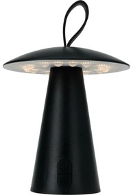 Boise kültéri hordozható LED asztali lámpa, fekete, USB, 15 x 17 cm, műanyag
