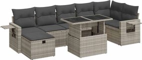 vidaXL 8 részes világosszürke polyrattan kerti ülőgarnitúra párnával