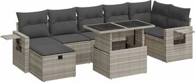 vidaXL 8 részes világosszürke polyrattan kerti ülőgarnitúra párnával