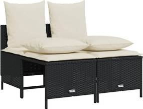 vidaXL 4 részes fekete polyrattan kerti ülőgarnitúra párnákkal