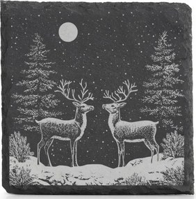 Karácsonyi kő alátét x4 Bögre Két rénszarvas Ajándék