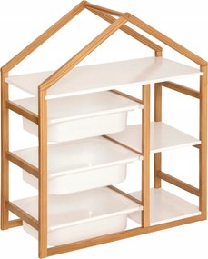Könyvespolc Játékház Mdf Fehér 68X30X82 CM Három Kosárral