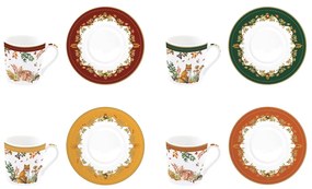 Forest Dream 4 személyes porcelán eszpresszócsésze szett 100 ml díszdobozban