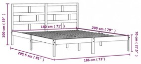 tömör fa ágykeret 180 x 200 cm (Super King)