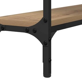 Konzolasztal polcokkal kézműves tölgy 100 x 22.5 x 75 cm