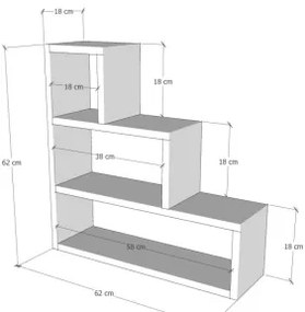 Fali polc PIRAMIT 62x62 cm barna