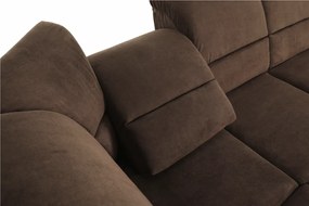 Kinyitható ülőgarnitúra, barna szövet, balos, SANTIAGO