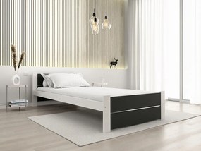 Ágy IKAROS DOUBLE 90 x 200 cm, antracit/fehér Matrac: Deluxe 10 cm matraccal, Ágyrács: Lamellás ágyráccsal