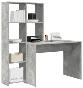 Asztal polcokkal Beton szürke 138.5 x 55 x 143 cm Faanyag