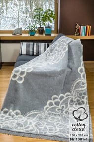 Pamut akril takaró 150x200 szürke fehér