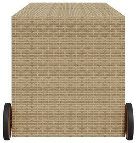 vegyes bézs polyrattan kerti tárolóláda kerekekkel 283 L