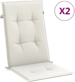 vidaXL 2 db krémszínű szövet magas háttámlájú székpárna 120x50x4 cm