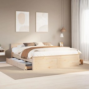 tömör fenyőfa ágy matrac nélkül fejtámlával 200 x 200 cm
