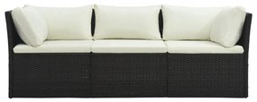 4 részes barna polyrattan kerti bútorszett párnával