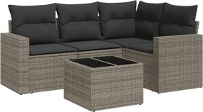 vidaXL 5 részes szürke polyrattan kerti ülőgarnitúra párnákkal