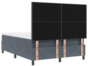 Boxspring Ágy Matraccal &amp; LED Fekete Szürke 160x200 cm Bársony