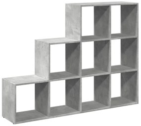 3 szintes betonszürke szerelt fa könyvespolc 137,5x29x103,5 cm