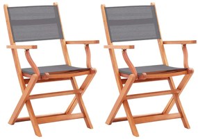 vidaXL 2 db szürke eukaliptuszfa és textilén összecsukható kerti szék