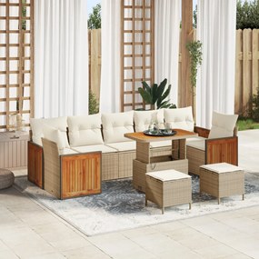 Kerti Kanapé Szett 10 pcs Bézs 90 x 55 x 71 cm polirattan