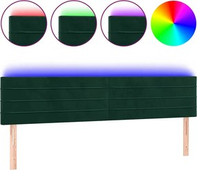 vidaXL sötétzöld bársony LED-es fejtámla 180x5x78/88 cm
